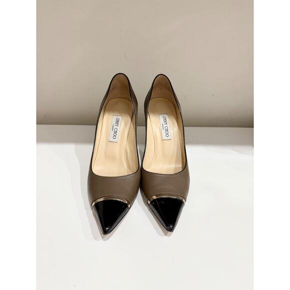 Jimmy Choo Tricolor Patent and Leather Pointed Toe Pumps Brown Women's EU 42 - Picture 3 of 8
